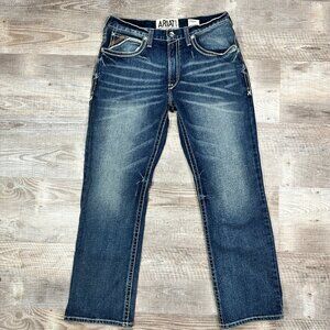 Ariat Rebar M4 Low Rise Boot Jeans Mens 35 x 32 Blue Cotton Western Ranch Cowboy